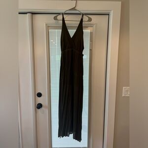 Olive Green Backless Maxi Dress
